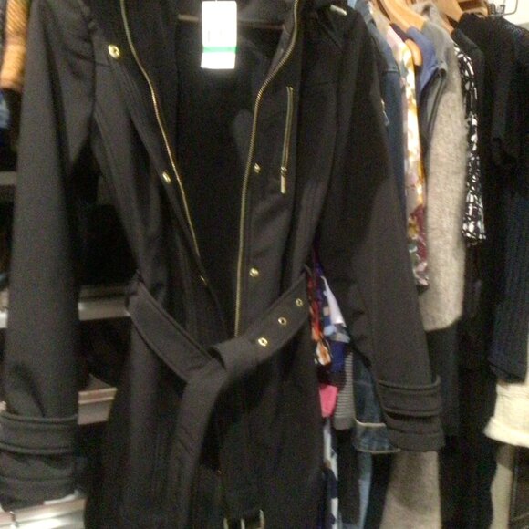Michael Kors Jackets & Blazers - Michael Kors Hooded Lined Black Raincoat